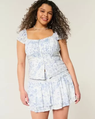 Smocked porrastettu Mini Skort Smocked porrastettu Mini Skort
