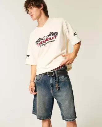 Snake Graphic Baggy Denim shortsit