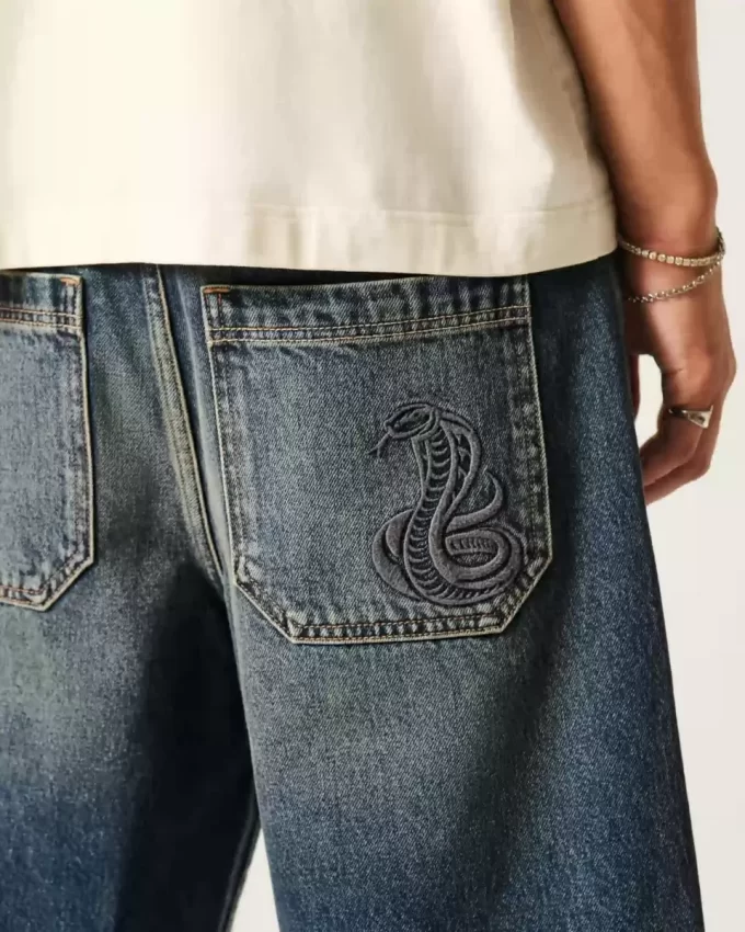 Snake Graphic Baggy Denim shortsit Snake Graphic Baggy Denim shortsit