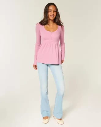 Solmittava Henley Babydoll -toppi Solmittava Henley Babydoll -toppi