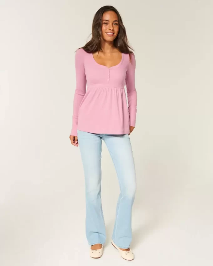Solmittava Henley Babydoll -toppi Solmittava Henley Babydoll -toppi