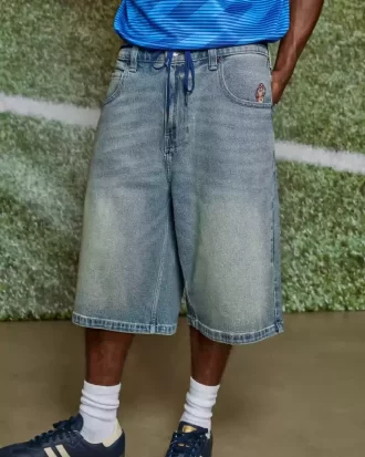 Taz Graphic Medium Wash Super Baggy Denim shortsit
