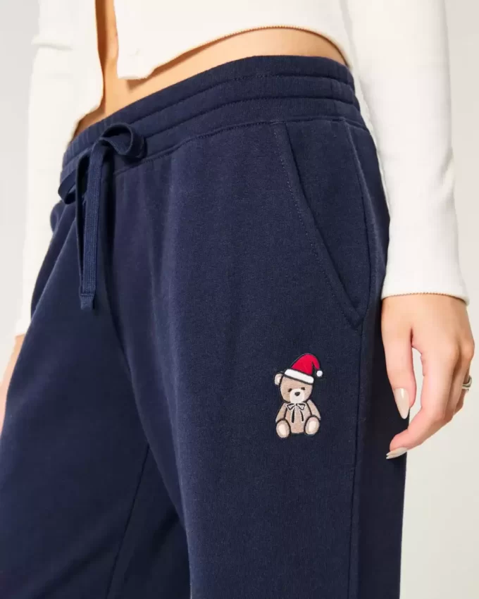 Teddy Bear Graphic Straight collegehousut