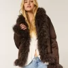 Tekoturkisvuorattu Faux Shearling -takki
