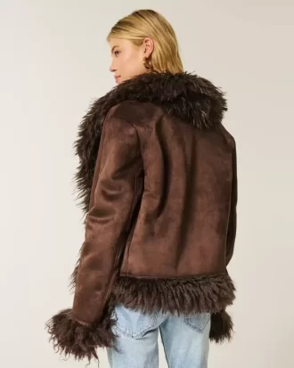 Tekoturkisvuorattu Faux Shearling -takki