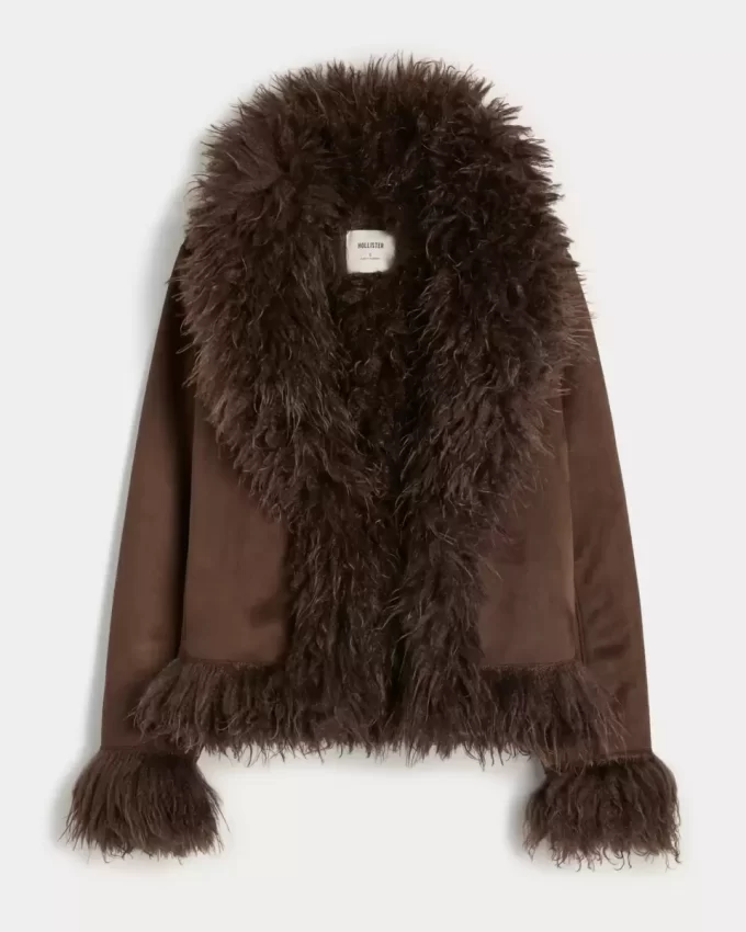 Tekoturkisvuorattu Faux Shearling -takki