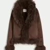 Tekoturkisvuorattu Faux Shearling -takki