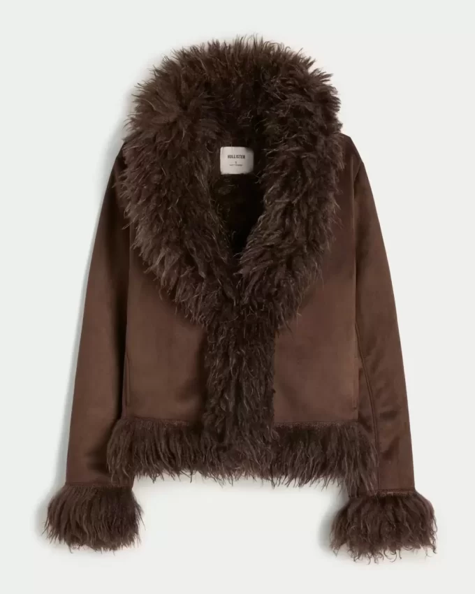 Tekoturkisvuorattu Faux Shearling -takki