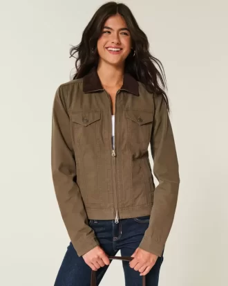 Twill vetoketjullinen takki