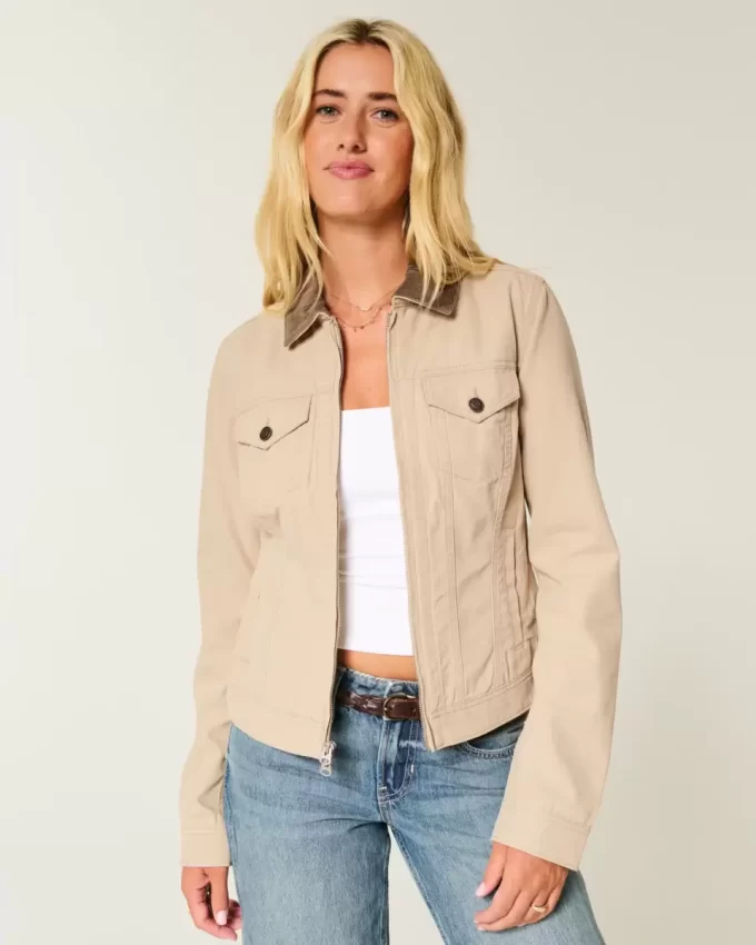 Twill vetoketjullinen takki