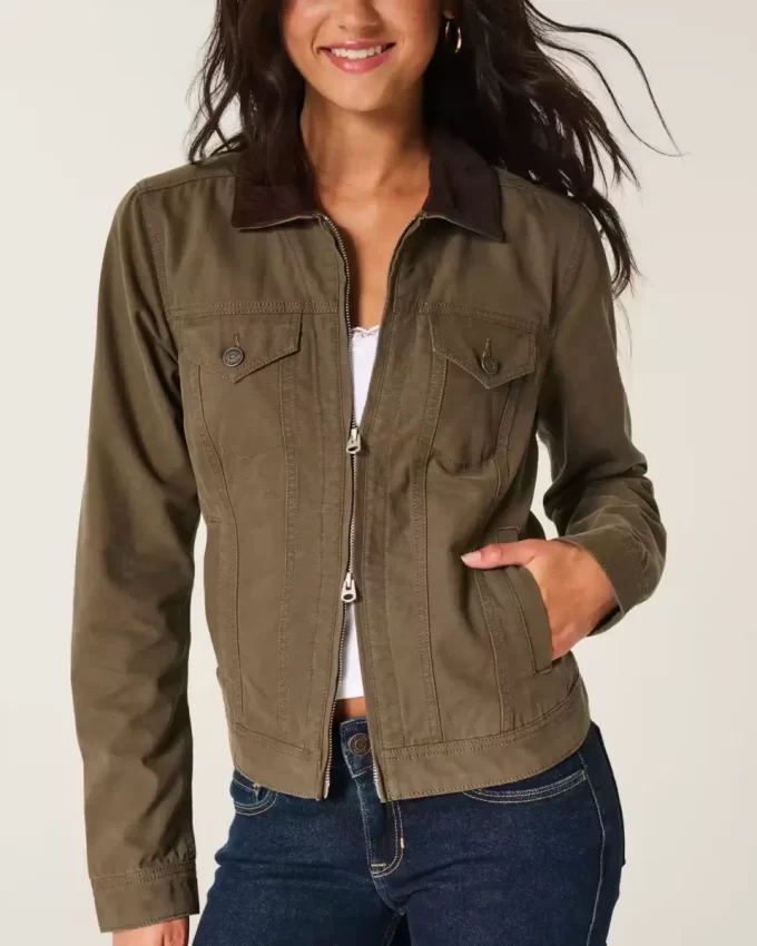 Twill vetoketjullinen takki