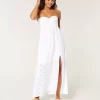 Twist Bust Eyelet Olkaimeton Midi-mekko
