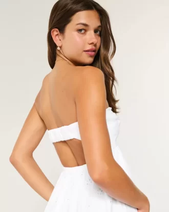 Twist Bust Eyelet Olkaimeton Midi-mekko