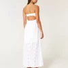 Twist Bust Eyelet Olkaimeton Midi-mekko