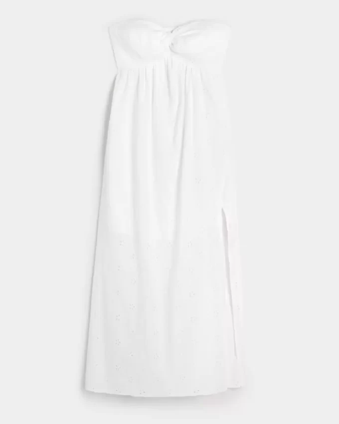 Twist Bust Eyelet Olkaimeton Midi-mekko