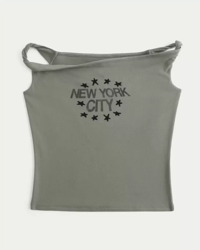 Twisted Off-the-Shoulder New York City Graphic T-paita Twisted Off-the-Shoulder New York City Graphic T-paita