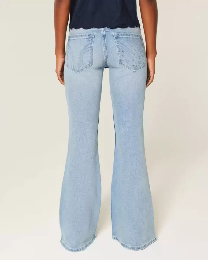 Ultra Low Rise Distressed Light Wash Sequin Flare Farkut Ultra Low Rise Distressed Light Wash Sequin Flare Farkut