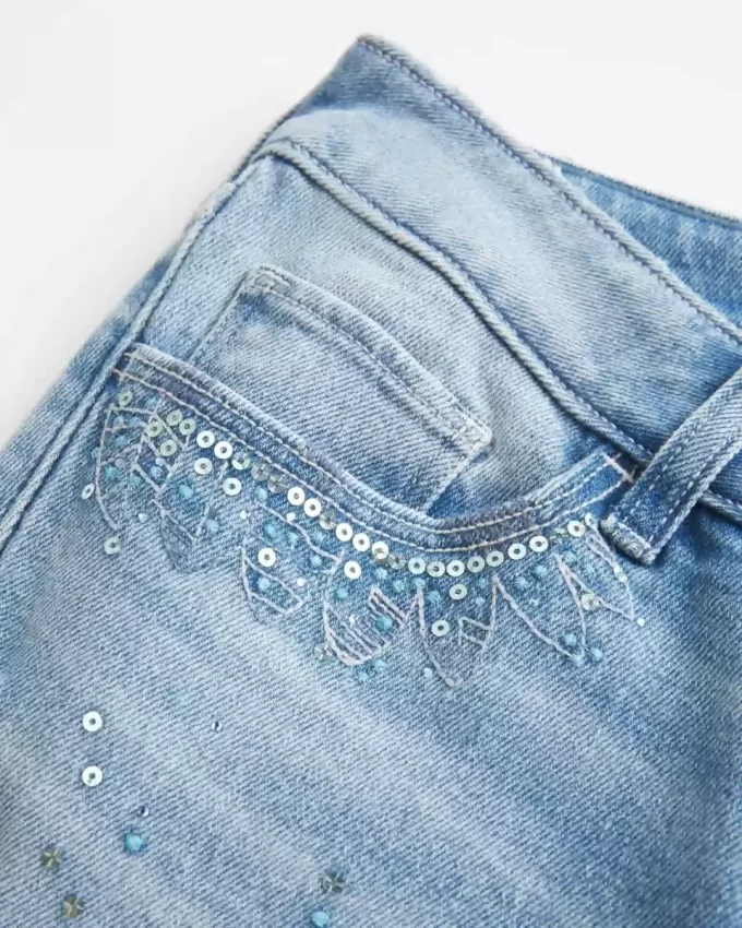 Ultra Low Rise Distressed Light Wash Sequin Flare Farkut Ultra Low Rise Distressed Light Wash Sequin Flare Farkut