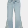 Ultra Low-Rise Light Wash kukkakirjonta Flare Farkut Ultra Low-Rise Light Wash kukkakirjonta Flare Farkut