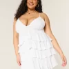 V-kaula-aukkoinen röyhelö Babydoll-minimekko V-kaula-aukkoinen röyhelö Babydoll-minimekko