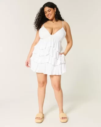 V-kaula-aukkoinen röyhelö Babydoll-minimekko V-kaula-aukkoinen röyhelö Babydoll-minimekko