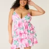 V-kaula-aukkoinen röyhelöinen Babydoll-minimekko V-kaula-aukkoinen röyhelöinen Babydoll-minimekko