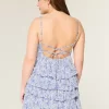 V-kaula-aukkoinen röyhelöinen Babydoll-minimekko V-kaula-aukkoinen röyhelöinen Babydoll-minimekko