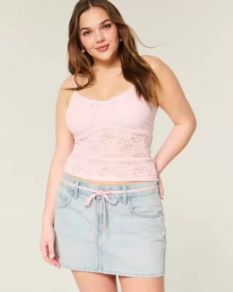 Vaalea pesukengännauha Denim Mini Skort Vaalea pesukengännauha Denim Mini Skort