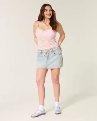 Vaalea pesukengännauha Denim Mini Skort Vaalea pesukengännauha Denim Mini Skort