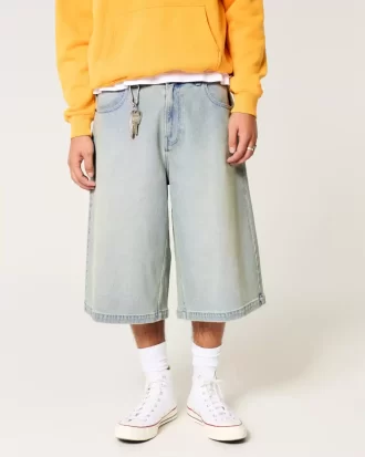 Vaaleat pesut puolipitkät Skater Baggy -farkut