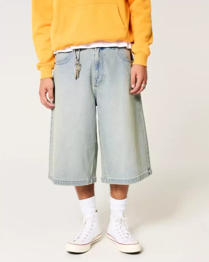 Vaaleat pesut puolipitkät Skater Baggy -farkut Vaaleat pesut puolipitkät Skater Baggy -farkut