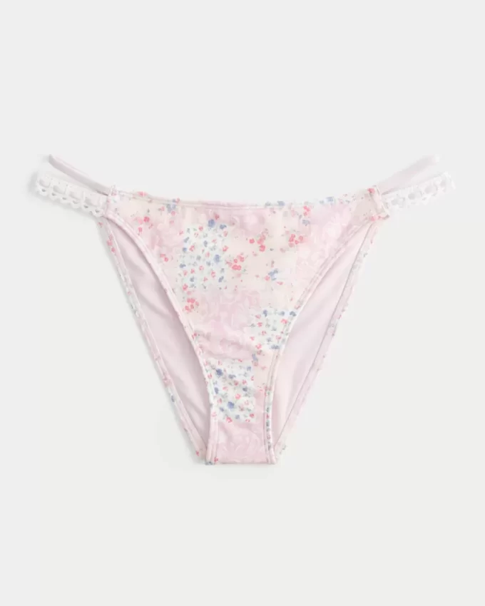 Virkatutyylinen sekoitettu korkeajalkainen, röyhkeä bikinipohja Virkatutyylinen sekoitettu korkeajalkainen, röyhkeä bikinipohja
