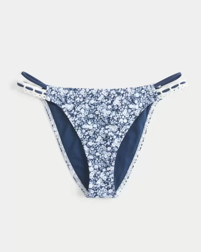 Virkatutyylinen verhoilu, kaksinkertainen hihna, röyhkeä bikinipohja Virkatutyylinen verhoilu, kaksinkertainen hihna, röyhkeä bikinipohja