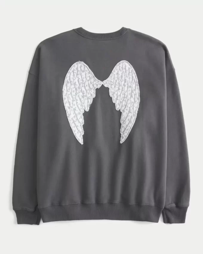 Ylisuuri Angel Wings Graphic Crew -huppari Ylisuuri Angel Wings Graphic Crew -huppari