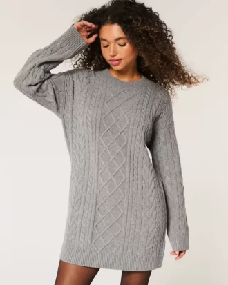 Ylisuuri Cable-Knit Crew -neulemekko