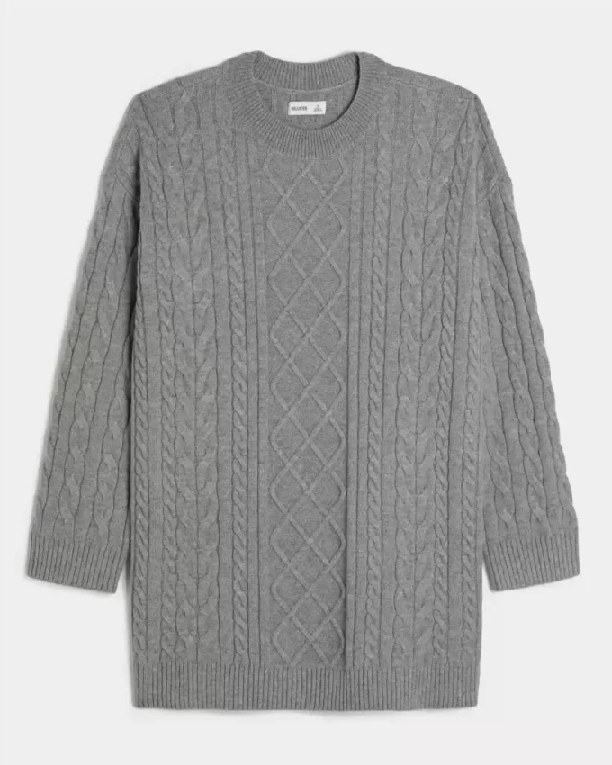 Ylisuuri Cable-Knit Crew -neulemekko Ylisuuri Cable-Knit Crew -neulemekko