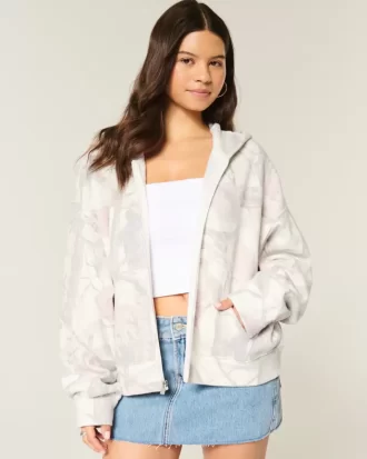 Ylisuuri Camo vetoketjullinen huppari