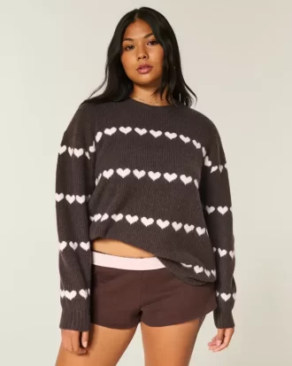 Ylisuuri Heart Pattern Crew -villapaita Ylisuuri Heart Pattern Crew -villapaita