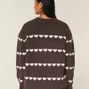 Ylisuuri Heart Pattern Crew -villapaita Ylisuuri Heart Pattern Crew -villapaita