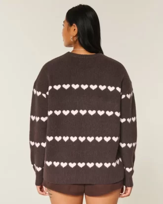 Ylisuuri Heart Pattern Crew -villapaita Ylisuuri Heart Pattern Crew -villapaita