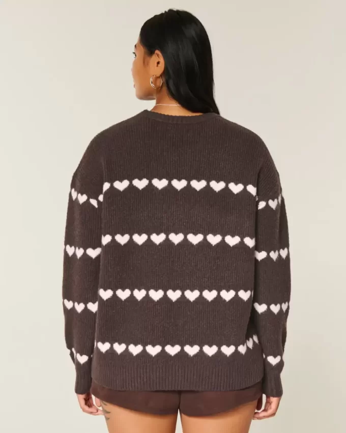 Ylisuuri Heart Pattern Crew -villapaita Ylisuuri Heart Pattern Crew -villapaita