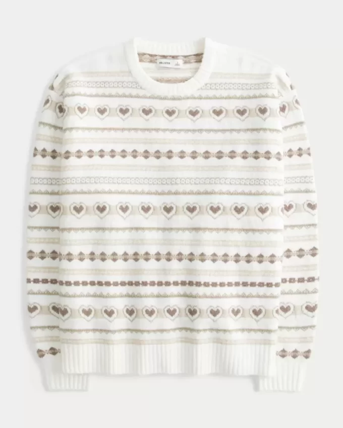 Ylisuuri Heart Pattern Crew -villapaita Ylisuuri Heart Pattern Crew -villapaita