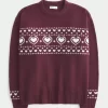 Ylisuuri Heart Pattern Crew -villapaita