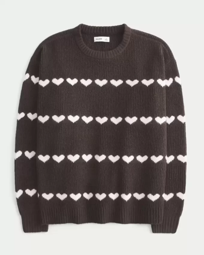 Ylisuuri Heart Pattern Crew -villapaita Ylisuuri Heart Pattern Crew -villapaita