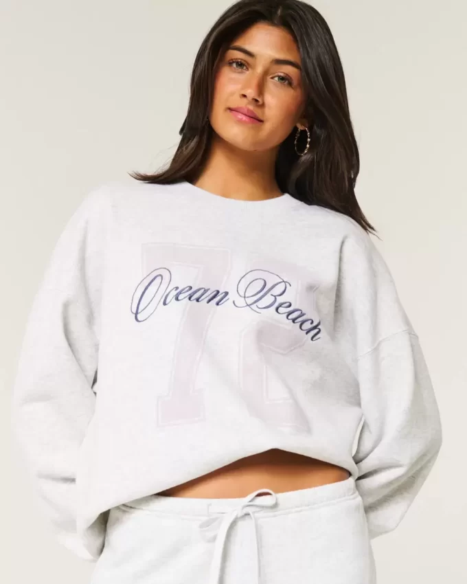 Ylisuuri Ocean Beach Graphic Crew -huppari Ylisuuri Ocean Beach Graphic Crew -huppari