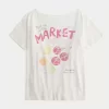 Ylisuuri Off-the-Shoulder Farmers Market -grafiikkapaita Ylisuuri Off-the-Shoulder Farmers Market -grafiikkapaita