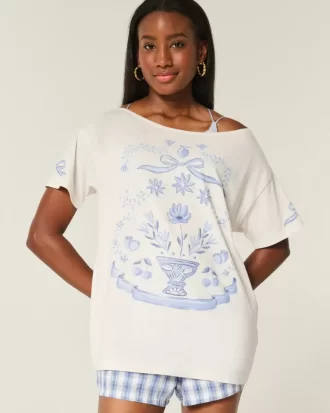 Ylisuuri off-the-shoulder-grafiikkapaita