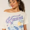 Ylisuuri Off-the-Shoulder Kauai Graphic T-paita Ylisuuri Off-the-Shoulder Kauai Graphic T-paita