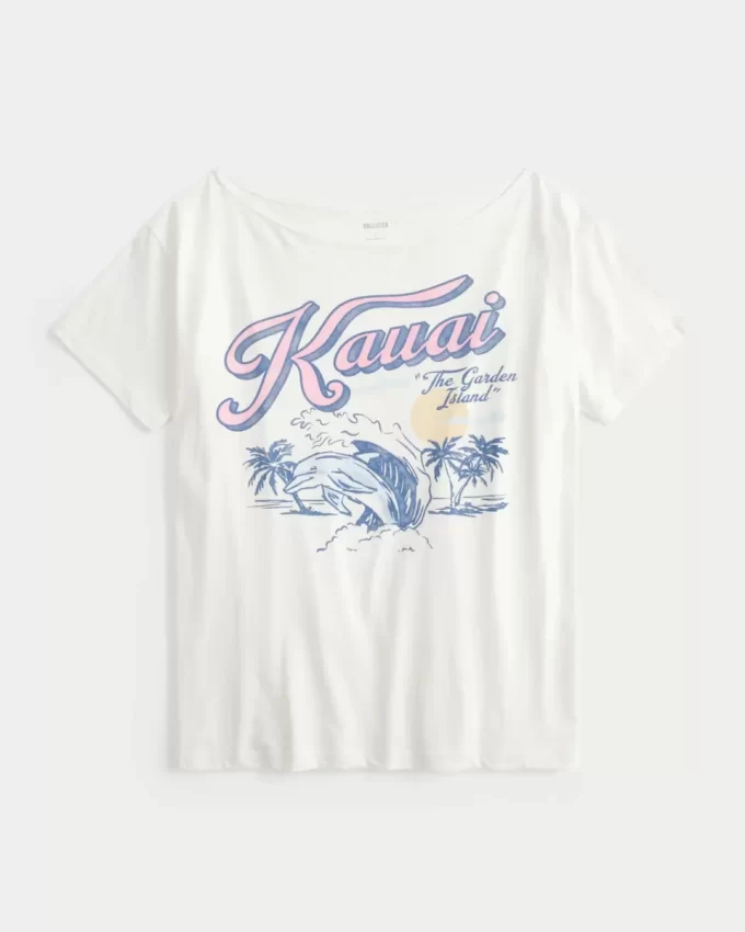 Ylisuuri Off-the-Shoulder Kauai Graphic T-paita Ylisuuri Off-the-Shoulder Kauai Graphic T-paita
