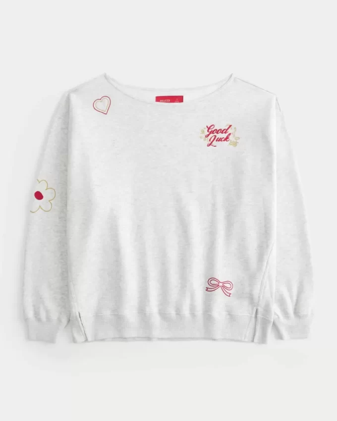 Ylisuuri off-the-shoulder Lunar New Year Graafinen collegepaita Ylisuuri off-the-shoulder Lunar New Year Graafinen collegepaita